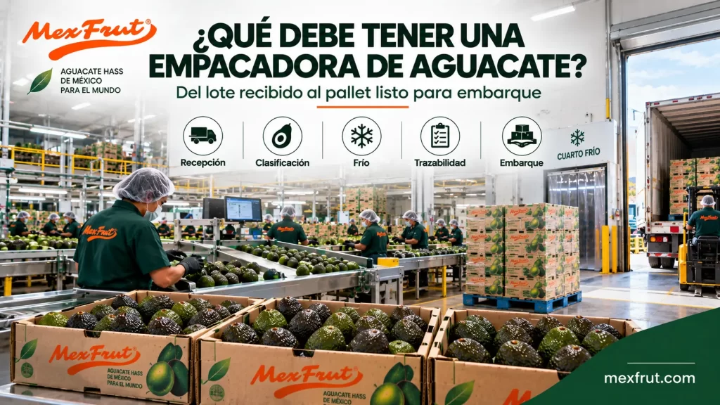 Empacadora de aguacate Hass con selección clasificación cuarto frío y paletizado Mexfrut