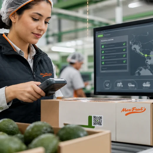 Trazabilidad de cada lote de aguacate Hass MexFrut mediante escaneo de código en empacadora